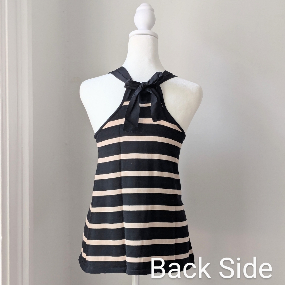 Autumn Cashmere 100% Cotton Black and Cream Striped Tank Top Size XS NWT
